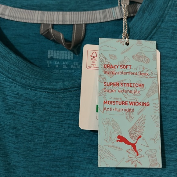 Men’s large Puma cloudspun heather crewneck in turquoise. - Picture 3 of 3